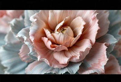 The primary subject of the image is a pink flower with a yellow center, which is the focal point of the scene. The flower is set against a black background, giving it a striking contrast. The visual style of the image is a close-up of the flower, showcasing its details and texture. The dominant colors in the image are pink and yellow, creating a warm and vibrant atmosphere.