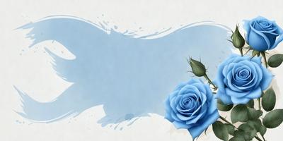 The primary subject of the image is a single blue rose. The setting is a white background, which creates a clean and minimalist appearance. The visual style is a digital art or illustration, as the rose is depicted in a detailed and artistic manner. The dominant colors are blue and white, giving the image a calm and serene atmosphere.