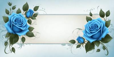 The primary subject of the image is a blue rose, which is the main focus of the scene. The setting is a white background, which provides a clean and minimalist appearance. The visual style is a digital art, as the rose is depicted in a detailed and intricate manner. The dominant colors are blue and white, creating a calm and serene atmosphere.