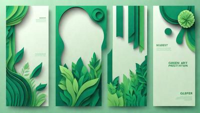 The primary subject of the image is a green plant with leaves. The setting is a green background, and the visual style is a combination of digital art and illustration. The dominant colors are green, and the overall atmosphere is lush and vibrant.