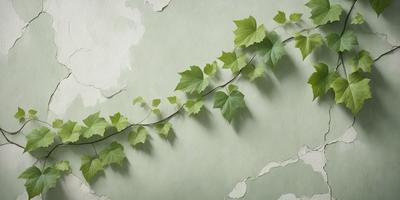 The primary subject of the image is a green vine or plant growing on a green wall. The setting is a green wall, which serves as the background for the plant. The visual style of the image is a photo, capturing the plant's growth and the green wall's texture. The colors in the image are predominantly green, creating a calm and natural atmosphere.