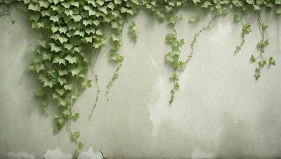 The primary subject of the image is a wall covered in green ivy. The setting is an outdoor environment, with the wall being the main object of focus. The visual style is a digital art, as the image appears to be a painting or drawing of the ivy-covered wall. The dominant colors are green, which is the color of the ivy, and the overall atmosphere is lush and natural.