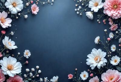 The primary subject of the image is a blue background with a white flower pattern. The setting is a blue wall with a white flower pattern, creating a visually appealing and calming atmosphere. The visual style is a combination of digital art and illustration, with the flower pattern being a digital art element and the overall composition being an illustration. The colors and mood are predominantly blue and white, giving the image a serene and peaceful vibe.