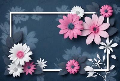 The primary subject of the image is a bouquet of pink and white flowers. The flowers are arranged in a visually appealing manner, creating a sense of beauty and elegance. The setting is a blue background, which adds a touch of color and contrast to the scene. The visual style of the image is a combination of photo and digital art, resulting in a high-quality and detailed representation of the flowers. The colors and mood of the image are predominantly pink and white, evoking feelings of warmth, love