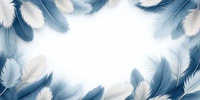 The primary subject of the image is a white background with a blue border. The setting is a white sheet of paper, and the visual style is a digital art or illustration. The colors and mood are predominantly blue and white, creating a clean and serene atmosphere.