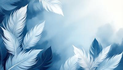 The primary subject of the image is a white bird with a long tail, which is the main focus of the scene. The bird is surrounded by a blue background, giving the image a serene and calming atmosphere. The visual style of the image is a combination of photo and digital art, creating a realistic yet artistic representation of the bird. The colors and mood of the image are predominantly blue and white, with the bird's feathers and the blue sky creating a sense of tranquility and beauty.