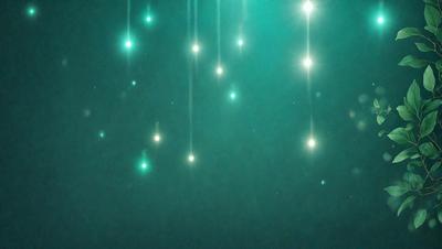 The primary subject of the image is a green background with a pattern of green lights. The setting appears to be a dark room, and the visual style is a combination of a photo and digital art. The dominant colors are green, and the overall atmosphere is bright and lively.
