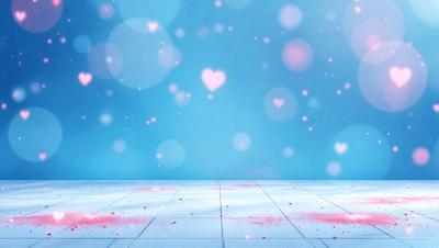The primary subject of the image is a heart-shaped confetti, which is placed on a white surface. The setting is a blue background, and the visual style appears to be a digital art or illustration. The heart-shaped confetti is the main focus of the image, and the overall atmosphere is cheerful and celebratory.
