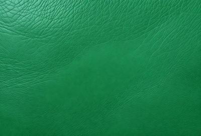 The primary subject of the image is a green leather material, which appears to be a piece of leather or a leather-like fabric. The setting is a close-up view of the material, showcasing its texture and color. The visual style is a realistic representation of the leather material, and the colors and mood are predominantly green, giving the image a natural and earthy feel.