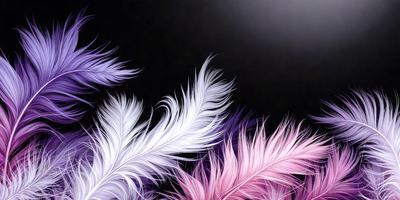 The primary subject of the image is a close-up of a white and pink feather. The setting is a dark background, which contrasts with the feather's vibrant colors. The visual style is a digital art or illustration, as the feather appears to be a part of a larger pattern or design. The dominant colors are white and pink, creating a soft and elegant atmosphere.