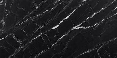 The primary subject of the image is a marble countertop with a black and white pattern. The setting is a kitchen, and the visual style is a close-up of the marble countertop. The colors and mood of the image are predominantly black and white, giving it a classic and elegant appearance.