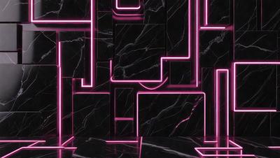 The primary subject of the image is a black and pink marble pattern. The setting is a black and white marble surface, which creates a contrasting and visually striking pattern. The visual style is a combination of digital art and illustration, as the marble pattern is created using a digital medium. The colors and mood of the image are predominantly black and pink, giving it a bold and striking appearance.