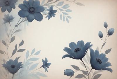 The primary subject of the image is a beautiful blue flower, which is the main focus of the scene. The setting is a white background, which provides a clean and minimalist look. The visual style is a combination of a photo and digital art, creating a unique and artistic representation of the flower. The dominant colors are blue and white, giving the image a calm and serene atmosphere.