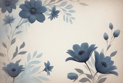 The primary subject of the image is a beautiful blue flower, which is the main focus of the scene. The setting is a white wall, providing a clean and minimalistic backdrop for the flower. The visual style of the image is a combination of a photo and a drawing, creating a unique and artistic representation of the flower. The dominant colors in the image are blue and white, giving the scene a calm and serene atmosphere.