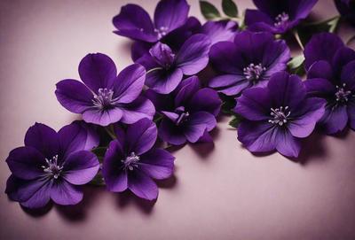 Purple flowers on a table.