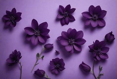 Purple flowers on a purple wall.