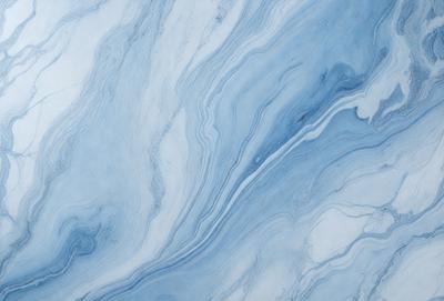 The primary subject of the image is a blue and white marbled tile. The setting is a bathroom, as indicated by the presence of the marbled tile. The visual style is a close-up of the tile, showcasing its intricate design. The colors and mood of the image are predominantly blue and white, creating a clean and elegant atmosphere.