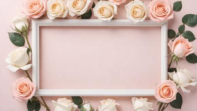 The primary subject of the image is a white frame with a pink background. The setting is a pink wall, and the visual style is a photo. The colors and mood of the image are predominantly pink and white, creating a warm and inviting atmosphere.