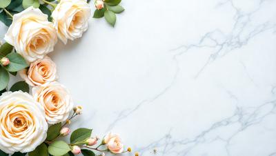 The primary subject of the image is a bouquet of flowers, which are placed on a marble countertop. The setting is a white marble surface, which serves as the background for the flowers. The visual style of the image is a photo, capturing the beauty of the flowers and the marble countertop. The colors in the image are predominantly white, with the flowers adding a touch of pink and yellow. The overall atmosphere of the image is elegant and sophisticated, showcasing the beauty of the flowers