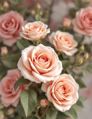 The primary subject of the image is a bouquet of pink roses. The setting is a vase filled with water, and the visual style is a close-up of the flowers. The dominant colors are pink and white, creating a soft and delicate atmosphere.