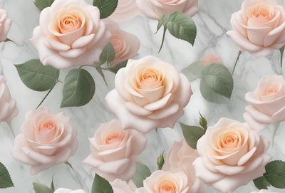 The primary subject of the image is a bouquet of white roses. The setting is a marble surface, which serves as the backdrop for the roses. The visual style is a close-up of the roses, showcasing their details and beauty. The colors and mood of the image are predominantly white, giving it a clean and elegant appearance.