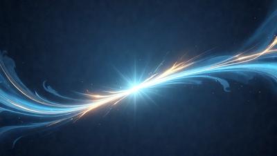 The primary subject of the image is a bright blue light, which appears to be a lightning bolt or a bright star. The light is shining against a dark blue background, creating a striking contrast. The visual style of the image is digital art, as it is a computer-generated lightning bolt or star. The colors and mood of the image are predominantly blue, with the bright blue light creating a sense of energy and dynamism.