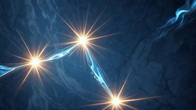 The primary subject of the image is a blue background with a pattern of bright, shining stars. The setting appears to be a dark, starry night, with the stars being the main focus of the image. The visual style is a combination of digital art and illustration, creating a captivating and visually appealing scene. The colors and mood of the image are predominantly blue and serene, evoking a sense of calmness and wonder.