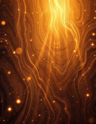 The primary subject of the image is a bright, shining light, which appears to be a sun or a light source. The light is illuminating a dark, swirling background, creating a contrast between the light and the darkness. The visual style of the image is a combination of a photo and digital art, as it captures the light's glow and the swirling background. The colors and mood of the image are predominantly dark, with the bright light being the main focal point, creating a sense