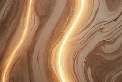 The primary subject of the image is a wooden surface with a light shining on it. The setting is a room with a wooden floor, and the visual style appears to be a photo. The colors in the image are predominantly brown, and the overall atmosphere is warm and inviting.