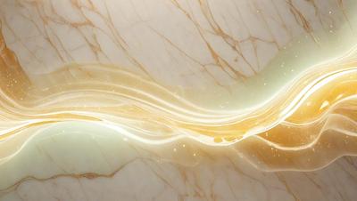 The primary subject of the image is a yellow and green light streak, which appears to be a digital art or illustration. The setting is a marble surface, possibly a countertop or a wall, with a patterned texture. The visual style suggests that the light streak is the main focus of the image, and the colors evoke a sense of movement and energy.