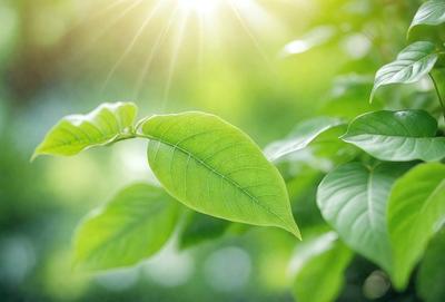 The primary subject of the image is a leaf, which is the main object, scene, or focus of the image. The leaf is green and is situated in a lush green environment, surrounded by other green leaves. The visual style of the image is a photo, capturing the natural beauty of the leaf and its surroundings. The colors and mood of the image are predominantly green, creating a serene and peaceful atmosphere.