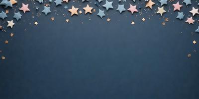 The primary subject of the image is a blue wall with a pattern of stars on it. The setting is a room with a blue background, and the visual style appears to be a digital art or illustration. The dominant colors are blue and white, creating a calm and serene atmosphere.