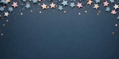 The primary subject of the image is a blue wall with a pattern of stars on it. The setting is a room with a blue background, and the visual style appears to be a digital art or illustration. The dominant colors are blue and white, creating a calm and serene atmosphere.
