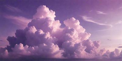 The primary subject of the image is a large, pink cloud with white and purple accents. The cloud is floating in a purple sky, creating a serene and dreamy atmosphere. The setting is a cloudy sky, which adds to the overall visual style of the image. The colors and mood of the image are predominantly pink and purple, giving it a soft and calming appearance.