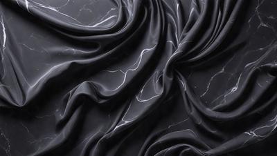 The primary subject of the image is a black marble surface with a pattern of swirls and waves. The setting is a dark room, and the visual style is a close-up of the marble surface. The colors and mood of the image are predominantly dark and moody, with the black marble surface being the main focus.