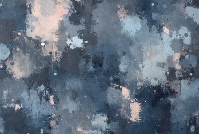 The primary subject of the image is a blue and white painting with a black background. The painting features a variety of shapes and colors, creating a visually interesting and dynamic scene. The visual style of the painting is a mix of digital art and traditional illustration, giving it a unique and artistic appearance. The dominant colors in the painting are blue, white, and black, creating a sense of depth and contrast. Overall, the painting evokes a mood of creativity and artistic expression.