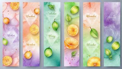 The primary subject of the image is a collection of fruits, including oranges, lemons, and limes. These fruits are displayed in a visually appealing manner, with each fruit being depicted in a different color. The setting is a colorful background, which adds to the overall vibrant and lively atmosphere of the image. The visual style is a combination of digital art and illustration, creating a unique and eye-catching presentation. The colors and mood of the image are predominantly bright and cheer