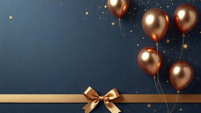 The primary subject of the image is a bow, which is tied with gold ribbon. The setting is a blue background, and the visual style appears to be a photo. The colors and mood of the image are predominantly gold and warm, creating a sense of celebration or festivity.