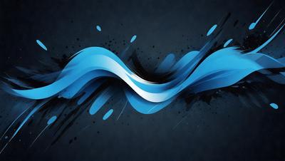 The primary subject of the image is a blue wave, which is the main object, scene, or focus of the image. The setting or background is a dark blue surface, which adds to the overall atmosphere. The visual style of the image is digital art, as it is a digital illustration of a blue wave. The dominant colors in the image are blue and black, creating a calm and serene mood.