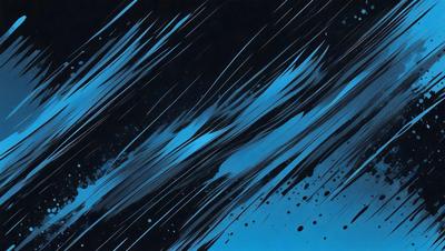 The primary subject of the image is a blue and black painting or drawing. The setting is a dark background, which contrasts with the blue and black colors of the artwork. The visual style appears to be a combination of digital art and illustration, as the colors and patterns are vibrant and intricate. The overall atmosphere of the image is moody and dramatic, with the dark background and the contrasting colors creating a striking visual effect.