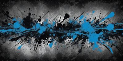 The primary subject of the image is a blue and black painting or drawing, featuring a blue line and a black background. The setting is a canvas or a similar surface, and the visual style appears to be a mix of digital art and traditional painting. The colors and mood of the image are predominantly dark and moody, with the blue line adding a touch of brightness to the overall atmosphere.
