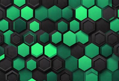 The primary subject of the image is a green and black patterned wallpaper. The setting is a wall, and the visual style is a patterned design. The dominant colors are green and black, creating a modern and stylish atmosphere.