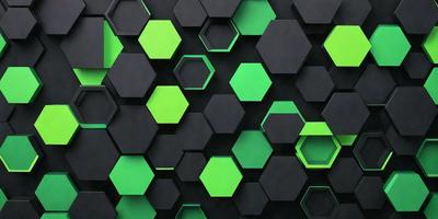 The primary subject of the image is a green and black patterned wall. The setting is a room with a black background. The visual style is a combination of digital art and illustration. The dominant colors are green and black, creating a modern and stylish atmosphere.