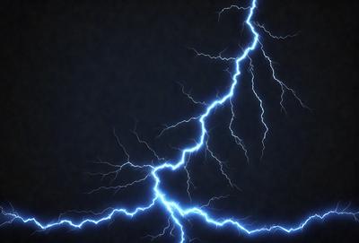 The primary subject of the image is a bright, electrical lightning bolt, which is the main focus of the scene. The lightning bolt is illuminated against a dark background, creating a dramatic and striking visual effect. The image appears to be a digital art or illustration, as it captures the dynamic nature of the lightning bolt. The colors and mood of the image are predominantly dark and intense, with the lightning bolt serving as the main source of light and energy.