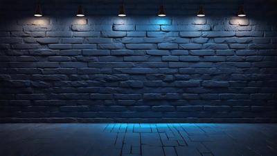 The primary subject of the image is a blue brick wall with a blue background. The visual style appears to be a photo, and the colors and mood are predominantly blue, creating a calm and serene atmosphere.