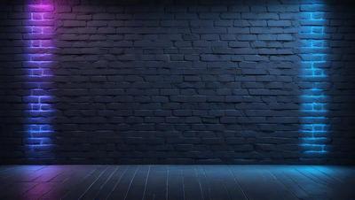 The primary subject of the image is a black brick wall. The setting is a dark room with a brick wall as the main focus. The visual style is a photo, and the dominant colors are black and grey, creating a moody atmosphere.