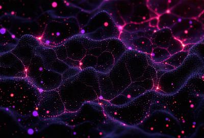 The primary subject of the image is a purple and pink patterned background. The setting is a dark, purple-colored space, which contrasts with the bright pink and purple patterns. The visual style appears to be a combination of digital art and illustration, creating a unique and eye-catching design. The colors and mood of the image are vibrant and energetic, with the pink and purple hues evoking a sense of excitement and creativity.