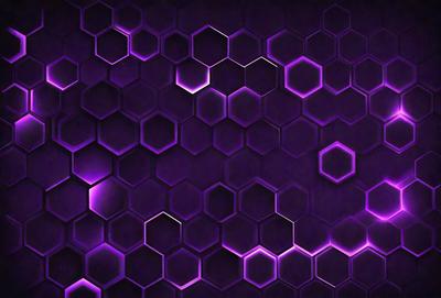 The primary subject of the image is a purple honeycomb pattern. The setting is a purple background, which creates a visually striking contrast with the honeycomb pattern. The visual style is a close-up of the honeycomb pattern, showcasing its intricate details. The colors and mood of the image are predominantly purple, giving it a calm and soothing atmosphere.