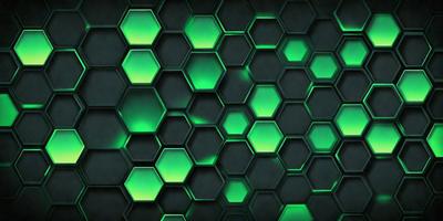 The primary subject of the image is a green and black patterned surface, which appears to be a digital art or illustration. The setting is a dark background, and the visual style is a close-up of the pattern. The dominant colors are green and black, creating a mood of depth and intrigue.