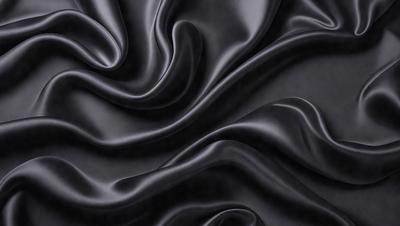The primary subject of the image is a close-up of a black fabric, possibly a piece of clothing or a curtain. The setting is a dark background, which emphasizes the fabric's texture and pattern. The visual style is a close-up, which highlights the fabric's details. The colors and mood of the image are predominantly dark, with the black fabric being the main focus.